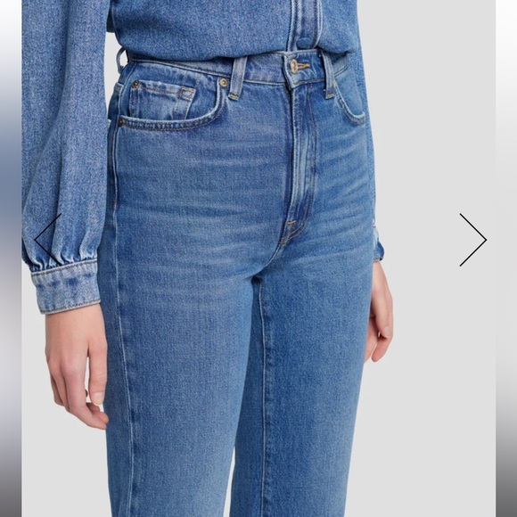 7 For All Mankind  Logan Stovepipe Explorer Jeans size 33 classic blue straight - Picture 3 of 15